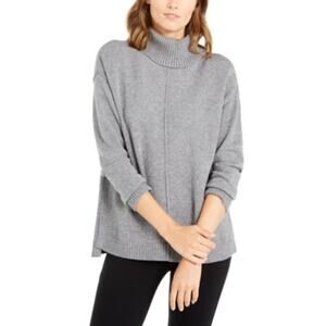 Alfani Dropped Shoulder Turtleneck Gray Medium